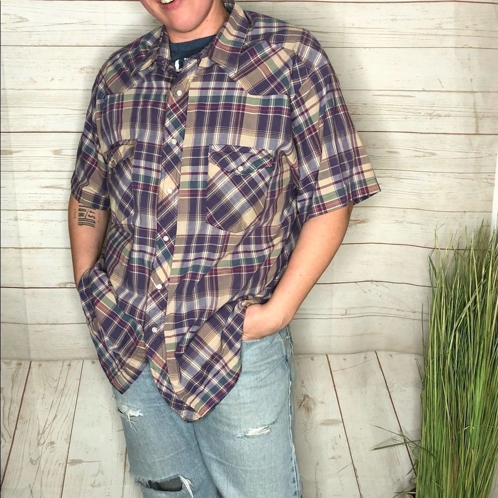 Vintage Rustler plaid short sleeve button down szL-XL